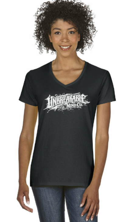 Unbreakable Mind Co. - Large Front Graphic white - Women's VNeck T-shirt