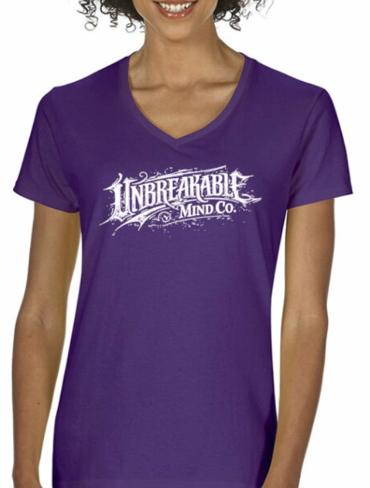 Unbreakable Mind Co. - Large Front Graphic white - Women's VNeck T-shirt